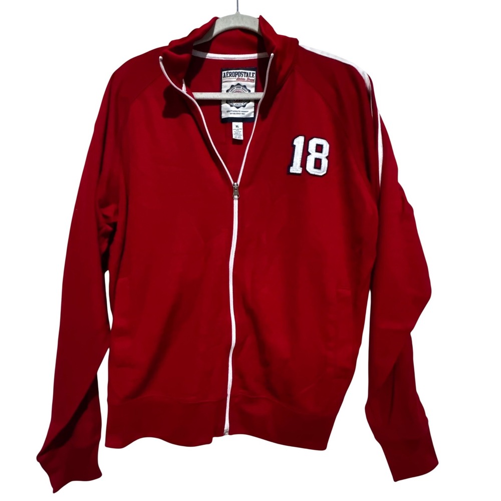Y2K Aeropostale Mens XL Red New York City Track Jacket 18 Patch Retro Gorpcore